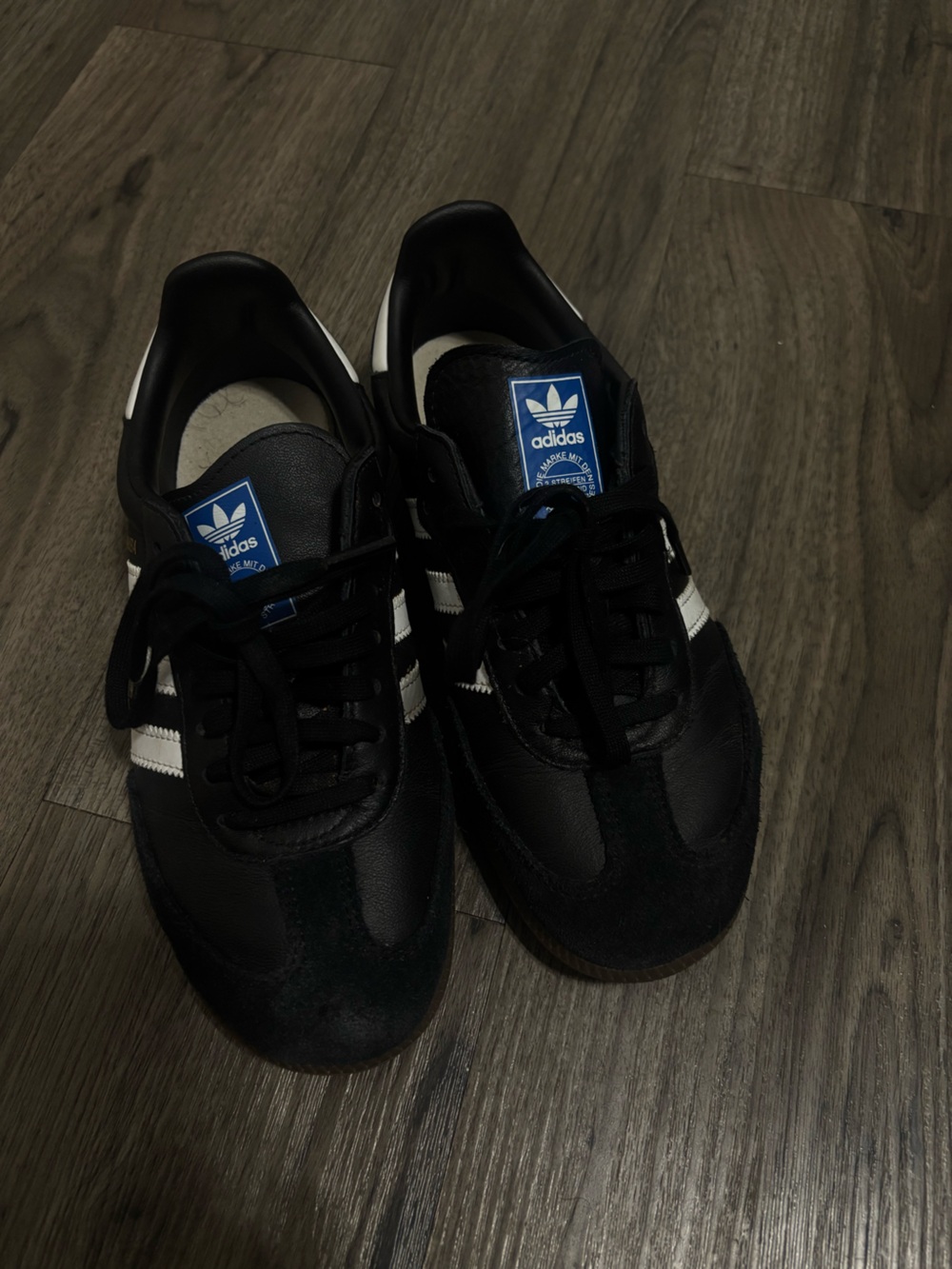 adidas youth Black Sneakers with White Stripes